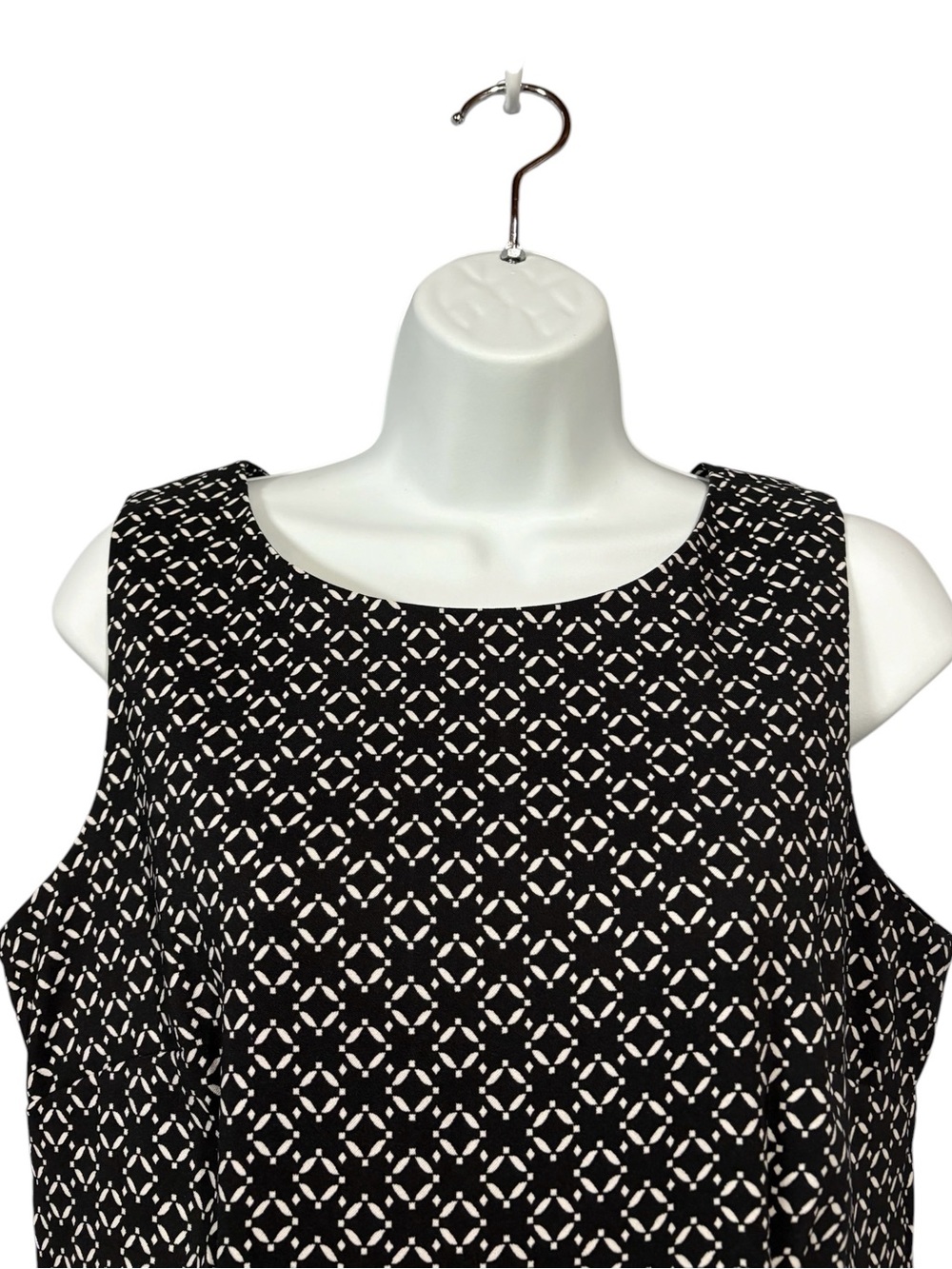 Mario Serrani Italy, Black White Shift Dress Size 8 Geometric Print Career Dress - Picture 5 of 10